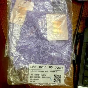 NWT HIGH WAIST LACE THONG, SIZE 2X, LAVENDER